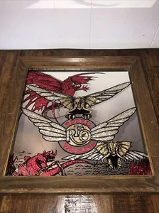 Specchio vintage REO Speedwagon vetro carnevale 12" x 12" incorniciato rock n roll LEGGI!! - Foto 1 di 15