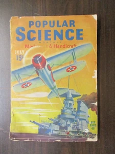 POPULAR SCIENCE MONTHLY MAGAZINE JULY 1940 MECHANICS & HANDICRAFT WWII BI-PLANES - Picture 1 of 2