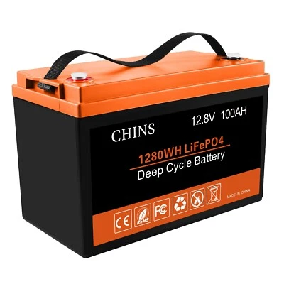 CHINS 12V 100Ah LiFePO4 Battery, Built-in 100A BMS, for RV, Golf Car etc(Used) - Image 1 of 4
