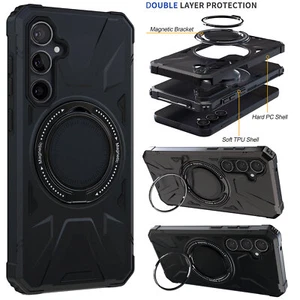 For Samsung Galaxy S24 Ultra Hard Bumper Case Magnetic Ring Stand Holder Cover - Picture 1 of 20