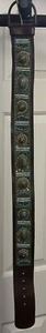 Chicos Leather Beaded Stonework Wood Belt 29-33 Inch Waist - Picture 1 of 6