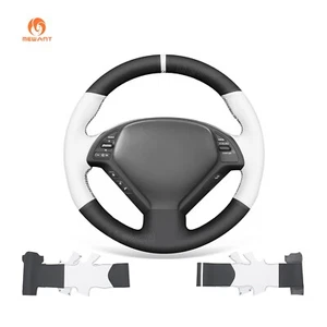 MEWANT Black White Artificial Leather Steering Wheel Wrap for Infiniti G G35 G37 - Imagen 1 de 10