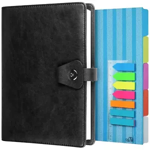 A5 Binder Journal, Refillable 6 Ring Organizer Planner Leather Business Writi... - Picture 1 of 6