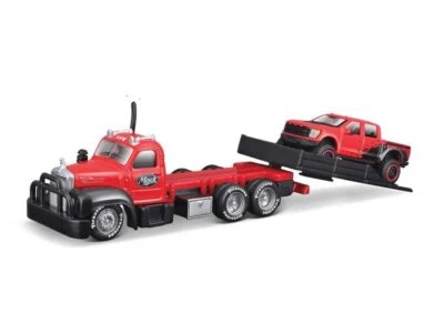 MACK B-61 1953 Flatbed + 2021 FORD Raptor F-150  - red - MAISTO 1:64 - Immagine 1 di 4