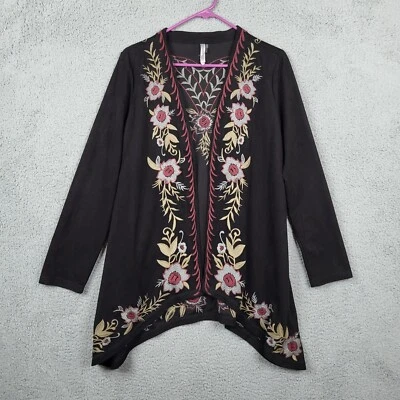 Cárdigan negro bordado floral frente abierto MONORENO para mujer talla S Foto 1 de 4