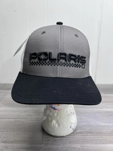 Polaris Snowmobile Trucker Hat Embroidered Front Mesh Snapback NWT Gray White - Picture 1 of 11