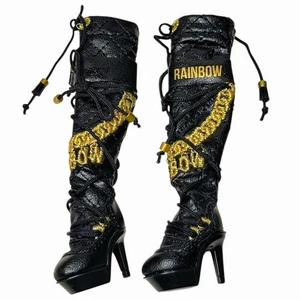 Rainbow High Amaya Raine Junior Jr 9'" Doll Outfit Tall Black Leather Boots Gold - Picture 1 of 3
