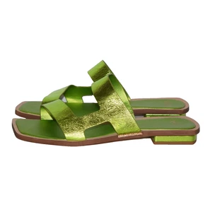 Sandali in pelle metallizzata verde FRANCO SARTO A-Emily nuovi senza etichette taglia 10M - Foto 1 di 9
