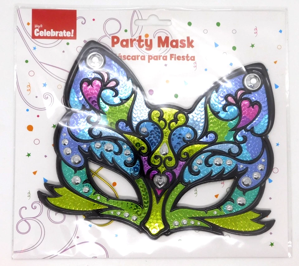 Mask Party Cat Half Mardi Gras Shiny Halloween Plastic - Image 1 of 1
