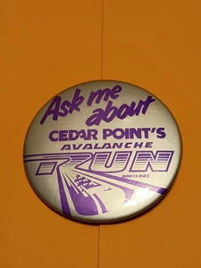 1980's Avalanche Run Pinback Cedar Point Amusement Park, Sandusky, Ohio5 - Picture 1 of 7