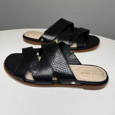 Cole Haan Winona Black Snakeskin Leather Slide Sandals W22954 Women’s Size 7.5 - Изображение 1 из 4
