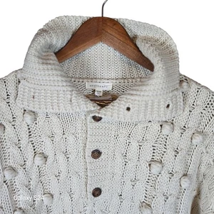andthewhy Cream Cable Knit Pom Pom Cardigan Sweater 1X 2X - Picture 1 of 6