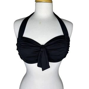 Jantzen Black Shirred Halter Neck Bikini Top, Retro-Style, Wireless, Size Medium - Picture 1 of 10