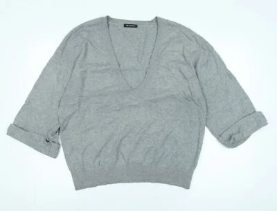 Autograph Womens Grey V-Neck Viscose Pullover Jumper Size 16 - Logo - Image 1 of 4