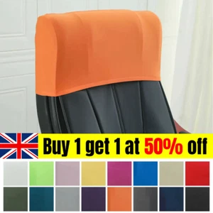 Chair Back Protection Backrest Slipcover Elastic Head Pillow Cover Solid 16Color - Picture 1 of 22