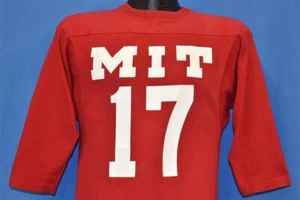 vtg 70s MIT #17 COLLEGE FOOTBALL JERSEY CHAMPION BLUE BAR 3/4 SLEEVE t-shirt S - Picture 1 of 3