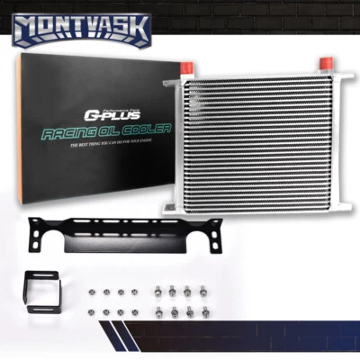 30 Row Universal Aluminum Engine AN10 Oil Cooler Silver W/ Mounting Bracket Kit Foto 1 de 4