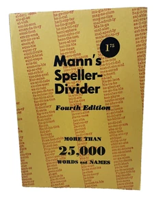 1968 Mann's Speller Divider Fourth Edition Book Sollie Mann Vintage Writer - Imagen 1 de 5