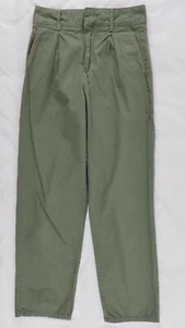 ZARA Basic Z1975 Denim Straight Leg Green Pants Pleated Front High Waist Rise - Bild 1 von 6