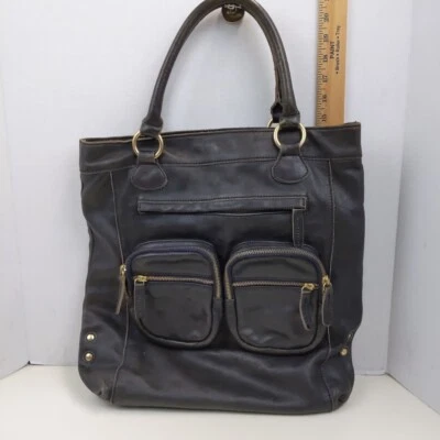 Bolso de Mano J Crew Negro Doble Bolsillo Cremallera Asa Superior Cartera Bolso de Hombro Foto 1 de 4