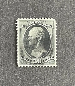Mystamps US 154, 30 centavos Hamilton, negro, sin parrilla, 1870, certificado-Crowe - Imagen 1 de 2