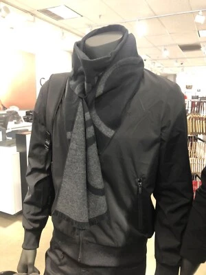 Calvin Klein Men's CK Logo patch Solid Color Knit Fashion Scarf  Black - Image 1 of 3