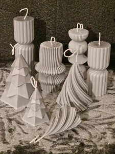 Luxury Scented Candle sets of two Vanilla and OUD / OUDH MIST Gray Silver Chrome - Picture 1 of 9