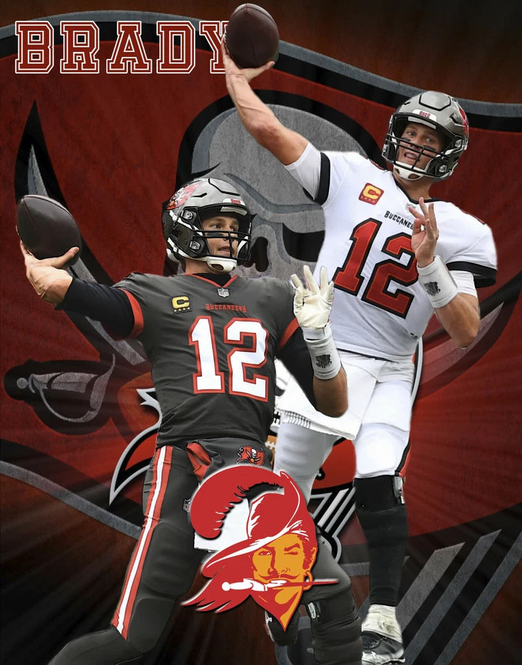 Tampa Bay Buccaneers Litografía Impresión de Tom Brady 2020 11 x 14 Foto 1 de 1