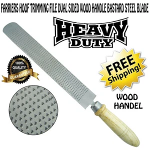 FARRIERS HOOF TRIMMING FILE DUAL SIDED WOOD HANDLE BASTARD STEEL BLADE - Picture 1 of 3