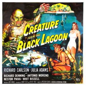 1954 CREATURE FROM THE BLACK LAGOON VINTAGE MOVIE POSTER PRINT STYLE E 36x36 - Picture 1 of 7