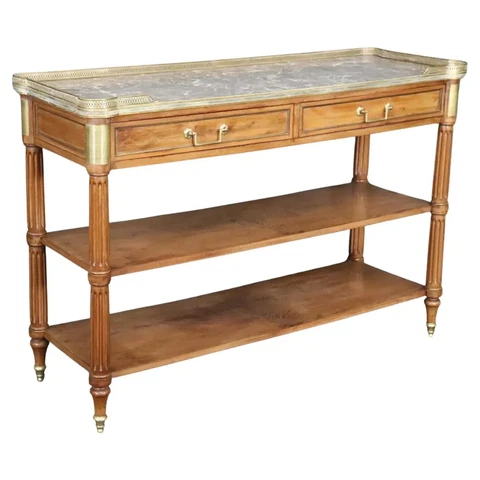 Brass Mounted Marble Top Maison Jansen Style Directoire Louis XVI Console Table Cover