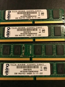 LotX 4(8GB)Viking 2GB 1RX8 PC3-6400N-6-11-ZZZ,VR7WA567258GBZHEN2,240pin,DDR3.VLP - Picture 1 of 2