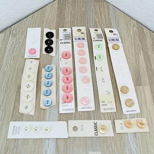Buttons Lot Carded Slimline & Classic Multi Colors & Sizes Sewing Craft Closures - Picture 1 of 22
