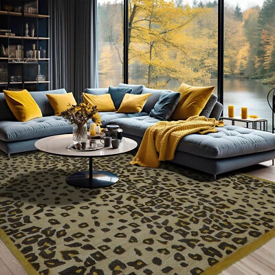 Alfombra beige de lana y bambú con estampado animal acolchado a mano de 9'6"x13'6" Foto 1 de 4