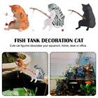 Fishing Cat Ornaments Aquarium Decor Fish Landscaping Statue Resin Mini