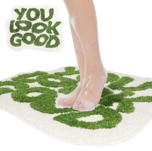 Loyeeho You Look Good Bath Mat 21"x25" Non Slip Microfiber Washable. Green. New - Picture 1 of 6