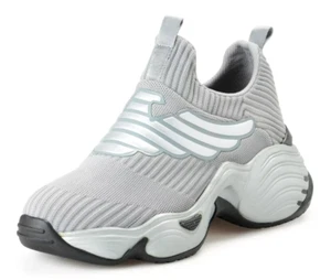 Scarpe sneakers EMPORIO ARMANI $375 EA7 donna grigio grifone argento extralight NUOVE - Foto 1 di 8