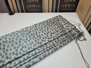 John Lewis MTM W71 x D183cm Roman Blind Thermal Lining Silver/ Teal - Picture 1 of 8