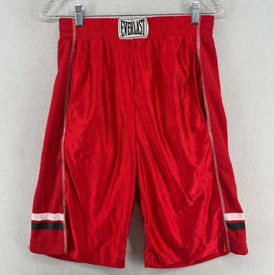 Shorts masculinos EVERLAST M boxe 11" baús de cetim artes marciais academia de luta vermelho - Imagem 1 de 4
