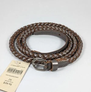NWT Coldwater Creek Leather Slim Braided Belt Silver Cowgirl 2X Womens 20-22 - Picture 1 of 6