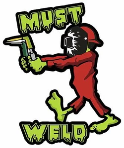 2 Pack - Must Weld Zombie Walker (4" color: FULL) Printed Vinyl Window Sticker - Bild 1 von 3