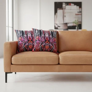 ROBERTO CAVALLI decorative cushion 40x40 cm in PLUMES red satin - Picture 1 of 3