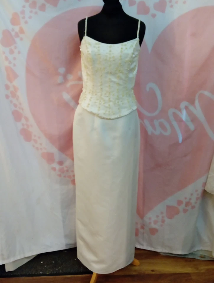 Wedding dress size 12 ivory satin Benjamin Roberts, see measurement chart, A - Image 1 of 4