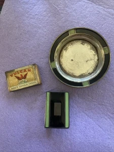 Vintage Webster Co. Sterling Silver Matchbox and Ashtray Set Needs A Polish - Picture 1 of 9