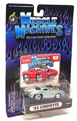 Muscle Machines 1/64 Scale 00-8 - 1963 Chevrolet Corvette - Silver Blue - Image 1 of 4