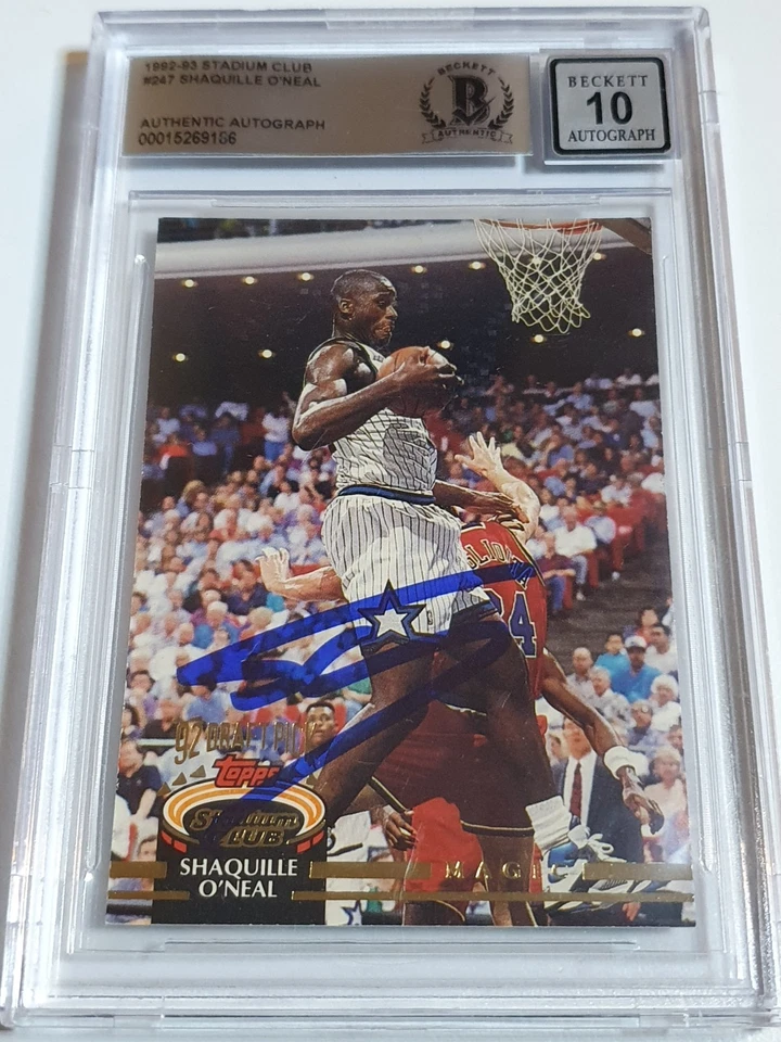 1992 Stadium Club Shaquille O'Neal novato no cartão autógrafo - BGS 10 AUTO RC - Imagem 1 de 4