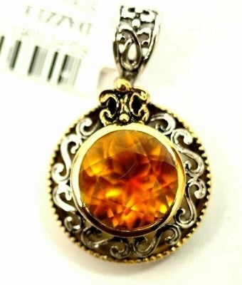 Nuevo colgante redondo de citrino dorado para damas oro vermeil en plata de ley $187,50 Foto 1 de 4