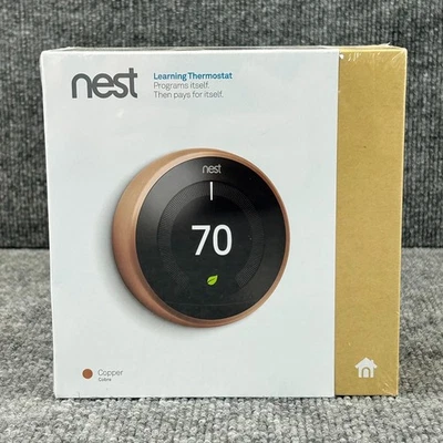 Термостат Google Nest медный WiFi умный дом обучение контроль температуры новый в коробке - Изображение 1 из 4