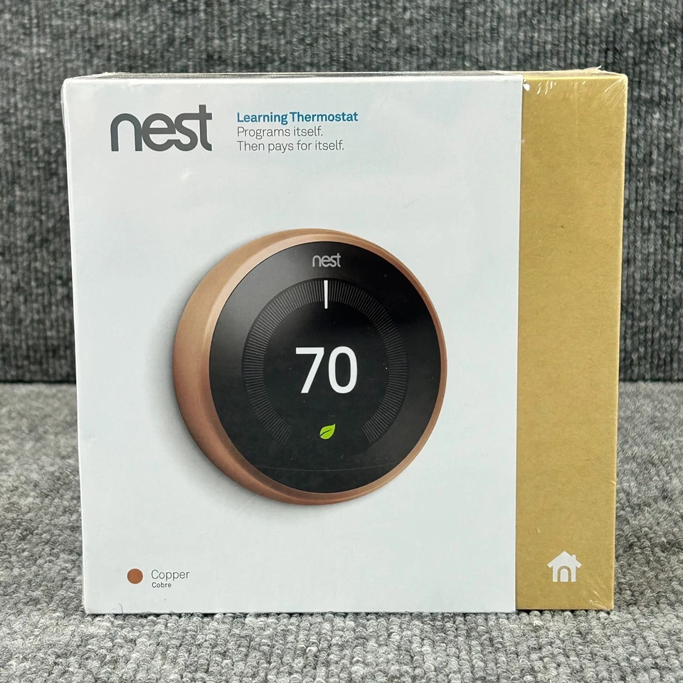 Google Nest Termostato Cobre WiFi Hogar Inteligente Aprendizaje Control de Temperatura Nuevo en Caja Foto 1 de 4