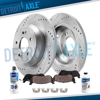 Rear Drilled Disc Brake Rotors Pads for 2010 - 2017 Hyundai Genesis G80 Kia K900 - Image 1 of 4